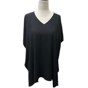 Eileen Fisher 100% silk black V Neck Boxy Top.  Size XXP/XS TTP/TP.  NWT